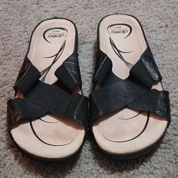 Abeo black slip on sandals Sz 10 - Picture 2 of 7